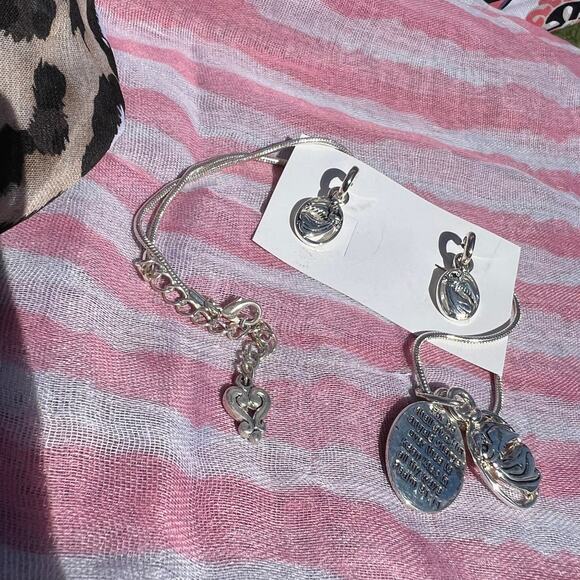 Angel Religious Psalm 91:11 Angelic Protection Necklace Set Retro Deadstock NEW - Picture 6 of 11